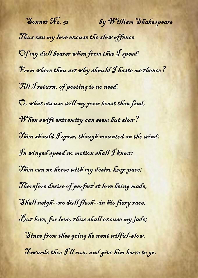 Sonnet 51 by Shakespeare
