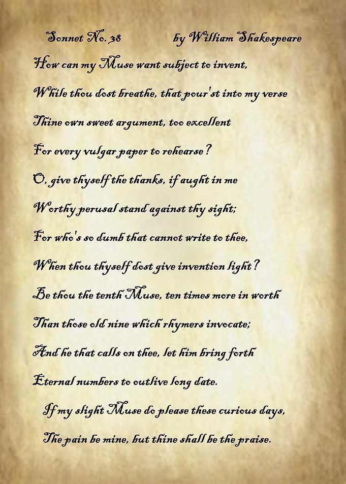 Sonnet 38 by Shakespeare