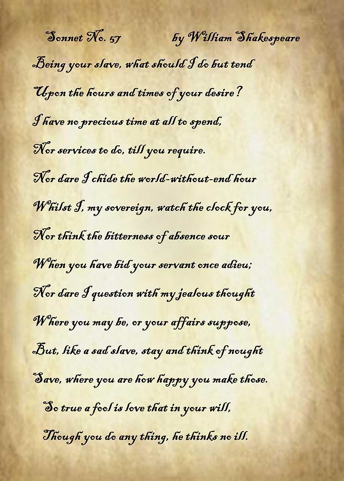 Sonnet 57 by Shakespeare