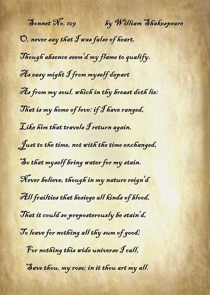 Sonnet 109 by Shakespeare