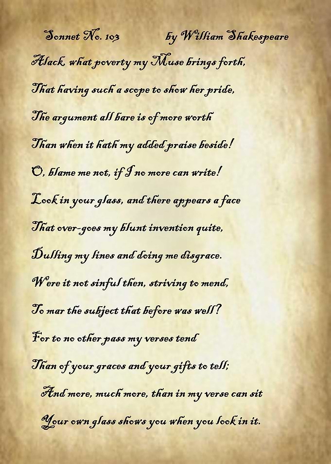 Sonnet 103 by Shakespeare