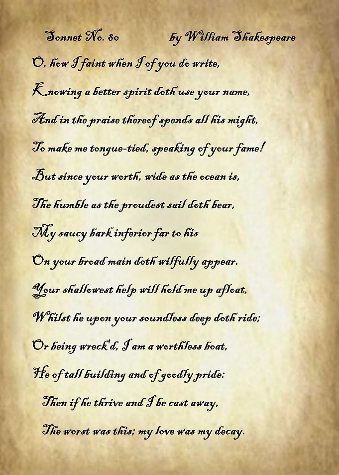 Sonnet 80 by Shakespeare