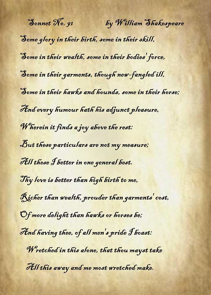 Sonnet 91 by Shakespeare