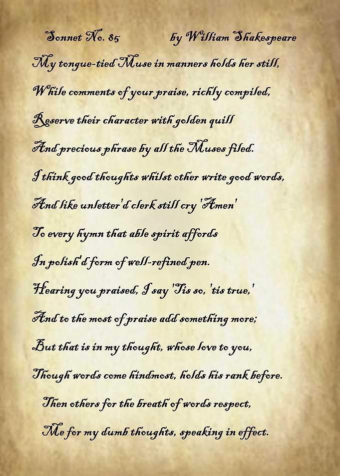 Sonnet 85 by Shakespeare