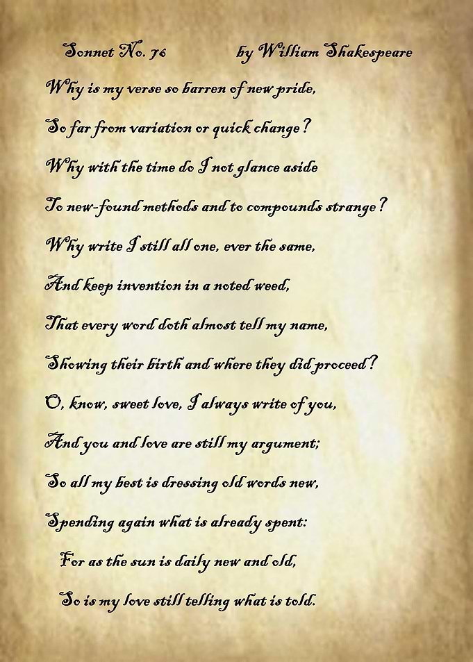 Sonnet 76 by Shakespeare