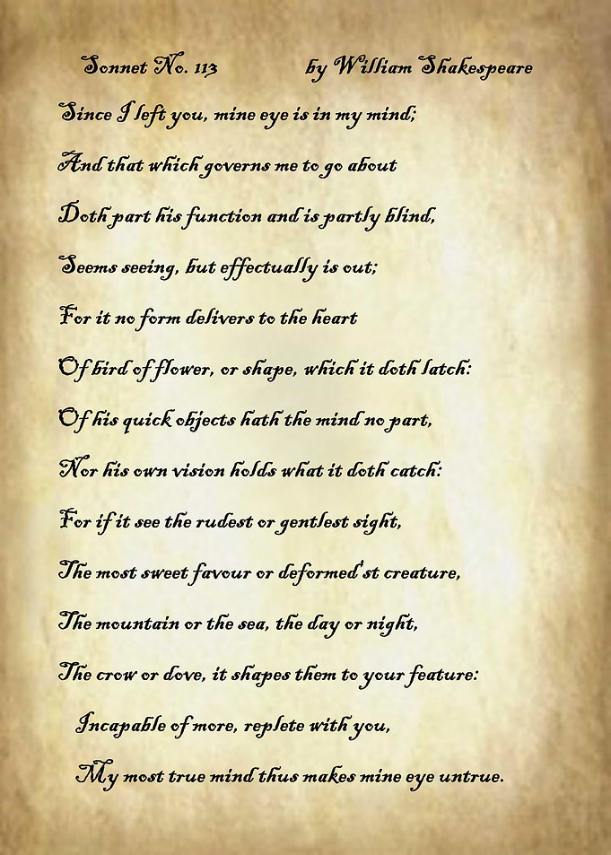 Sonnet 113 by Shakespeare