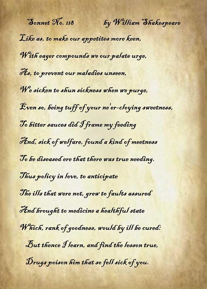Sonnet 118 by Shakespeare