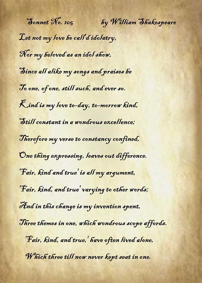 Sonnet 105 by Shakespeare