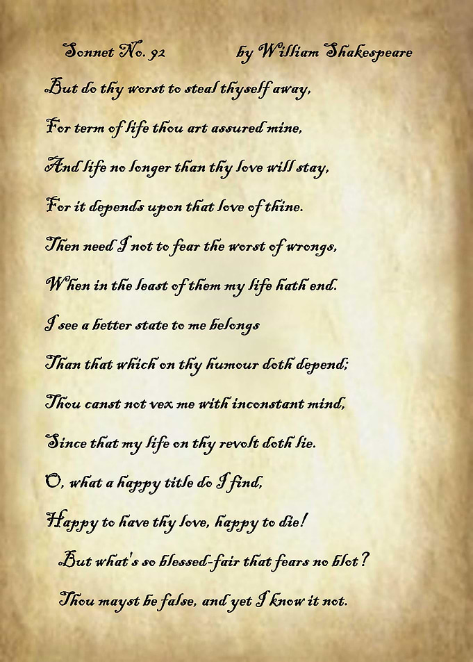 Sonnet 92 by Shakespeare