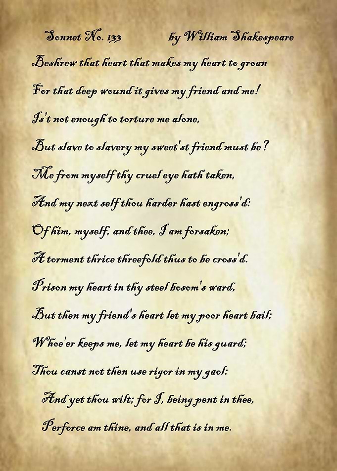 Sonnet 133 by Shakespeare