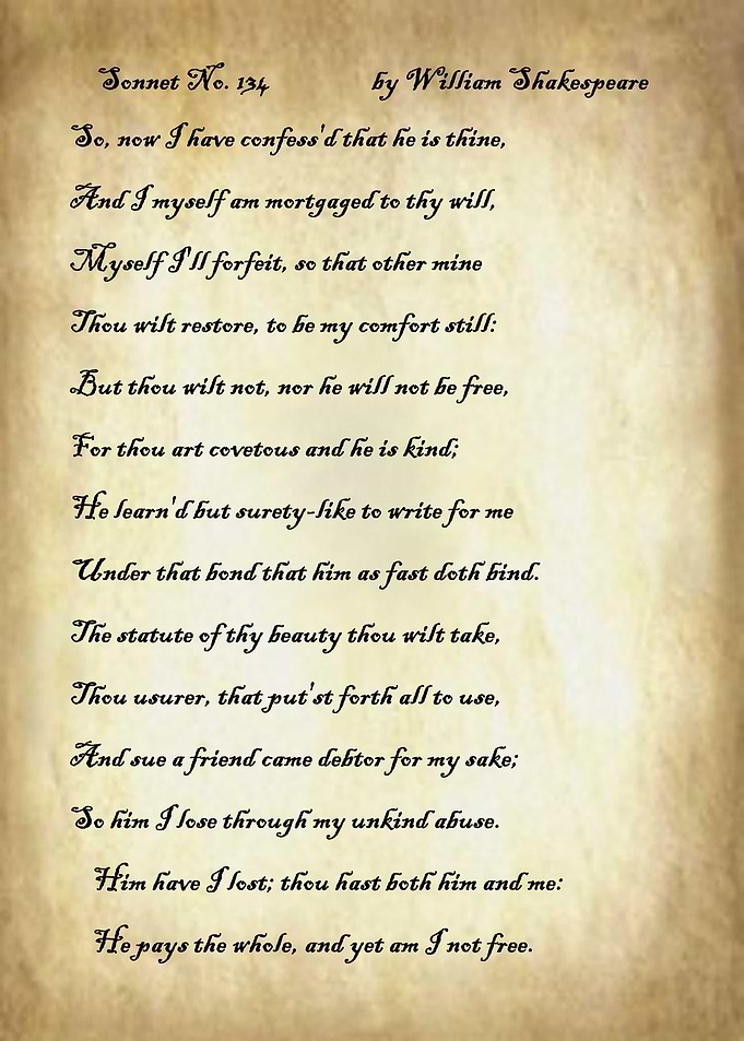 Sonnet 134 by Shakespeare