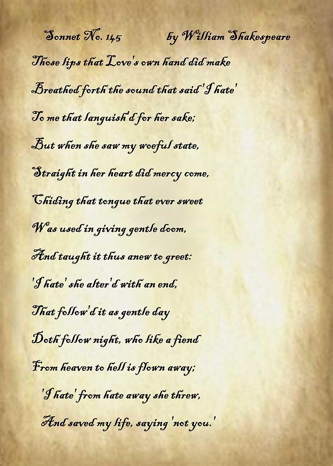 Sonnet 145 by Shakespeare
