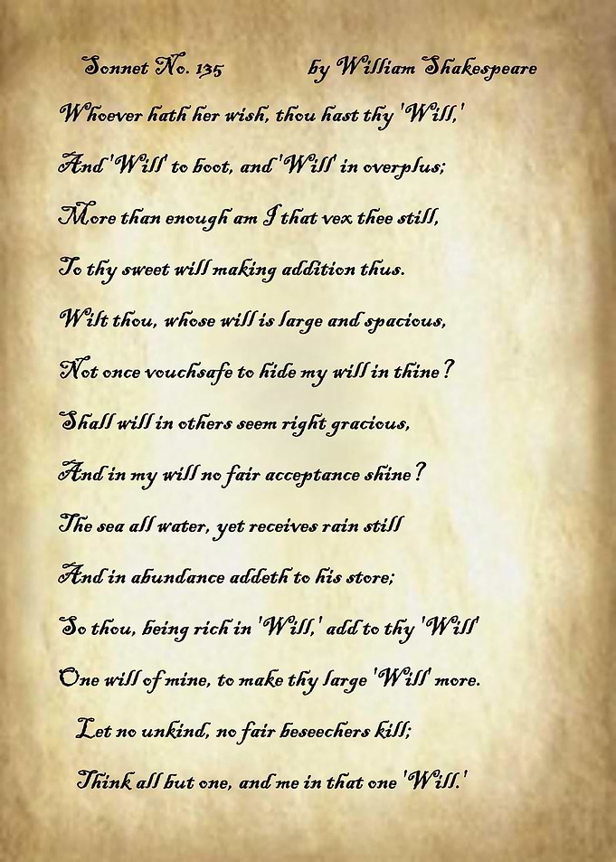 Sonnet 135 by Shakespeare