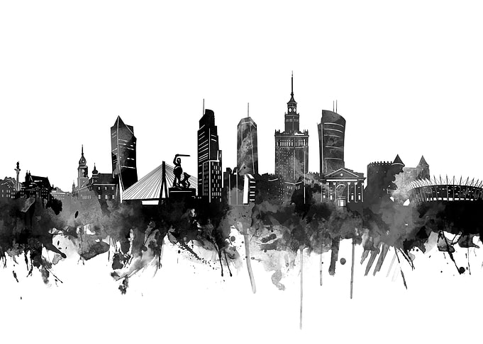 warsaw skyline black