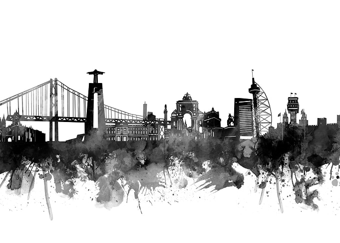 lisbon skyline black