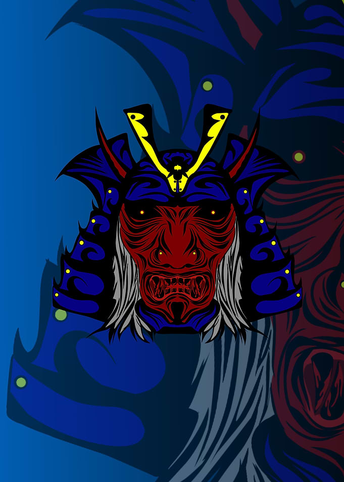 Satan samurai blue hat