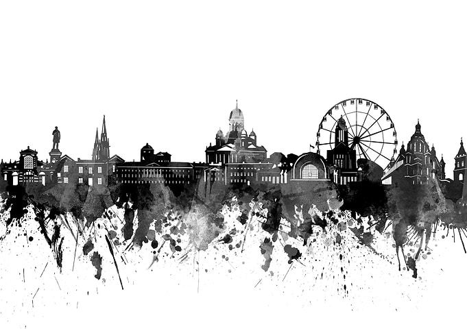 helsinki skyline black
