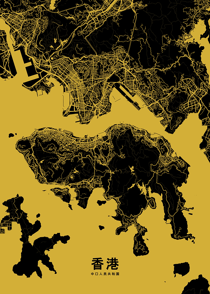 Hong Kong map gold