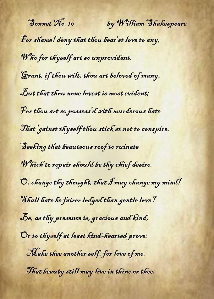 Sonnet 10 by Shakespeare