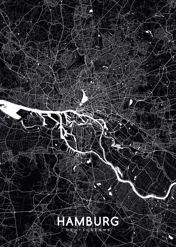 Hamburg map black