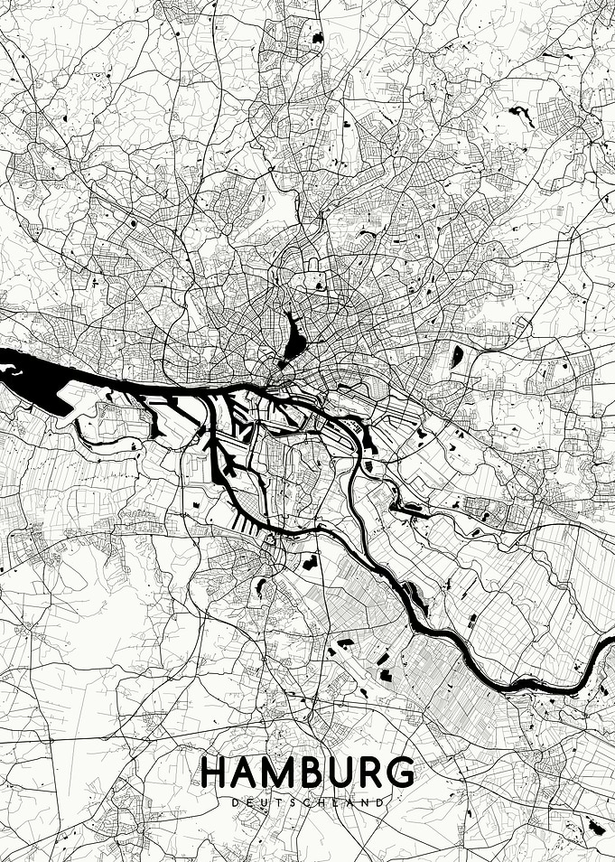 Hamburg map white