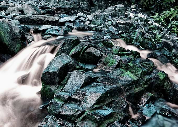 Metallic river and rocks