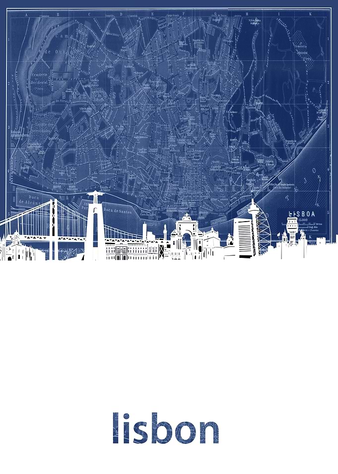 lisbon skyline blue