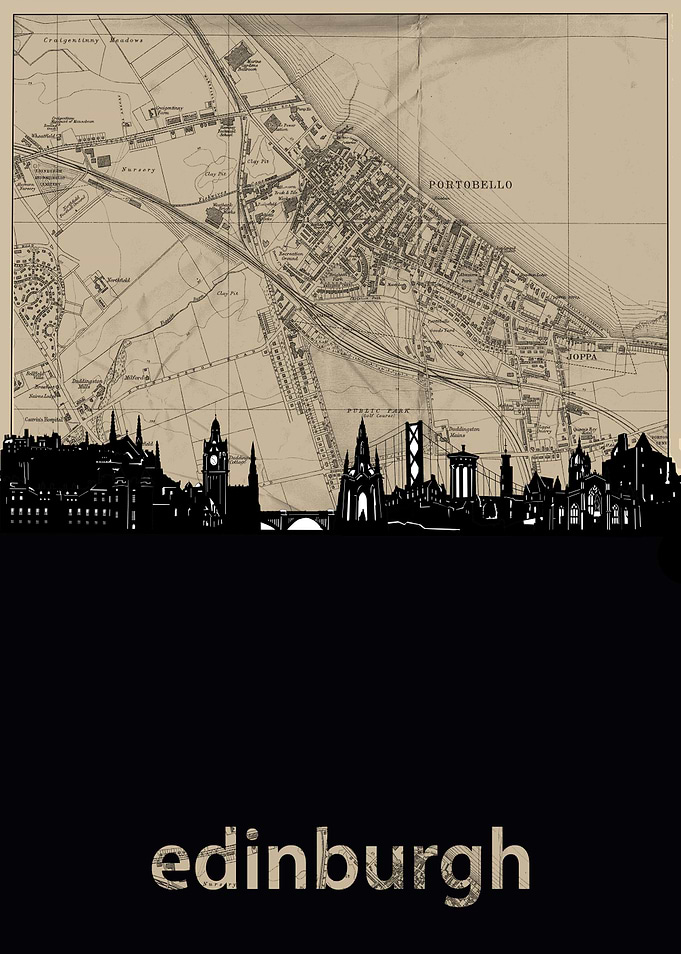 edinburgh skyline sepia