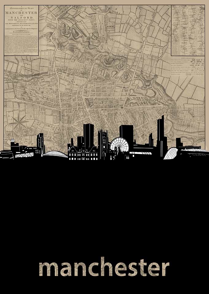 manchester skyline sepia