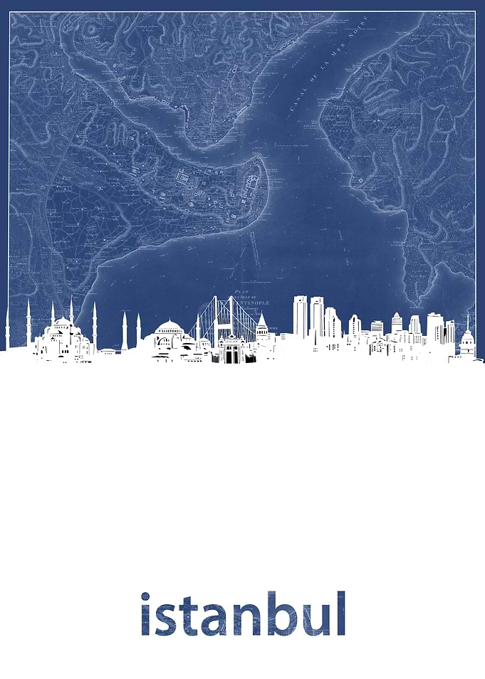 istanbul skyline blue