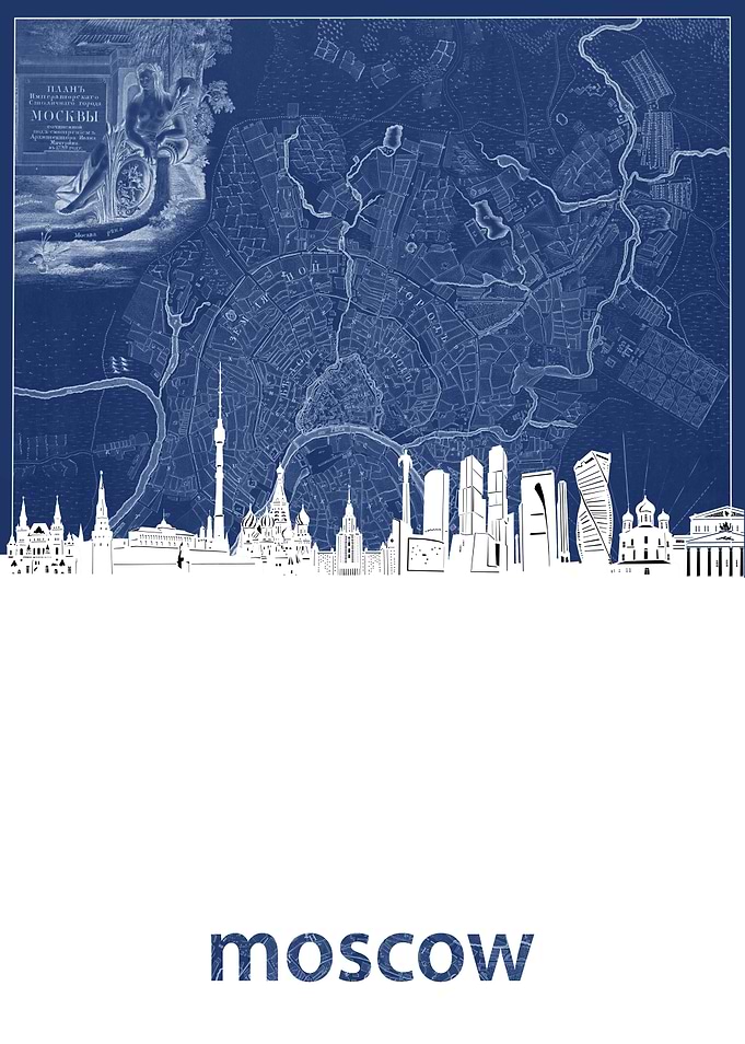moscow skyline blue