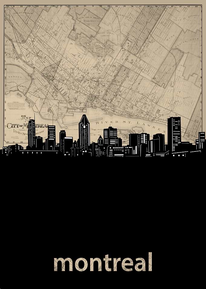 montreal skyline sepia