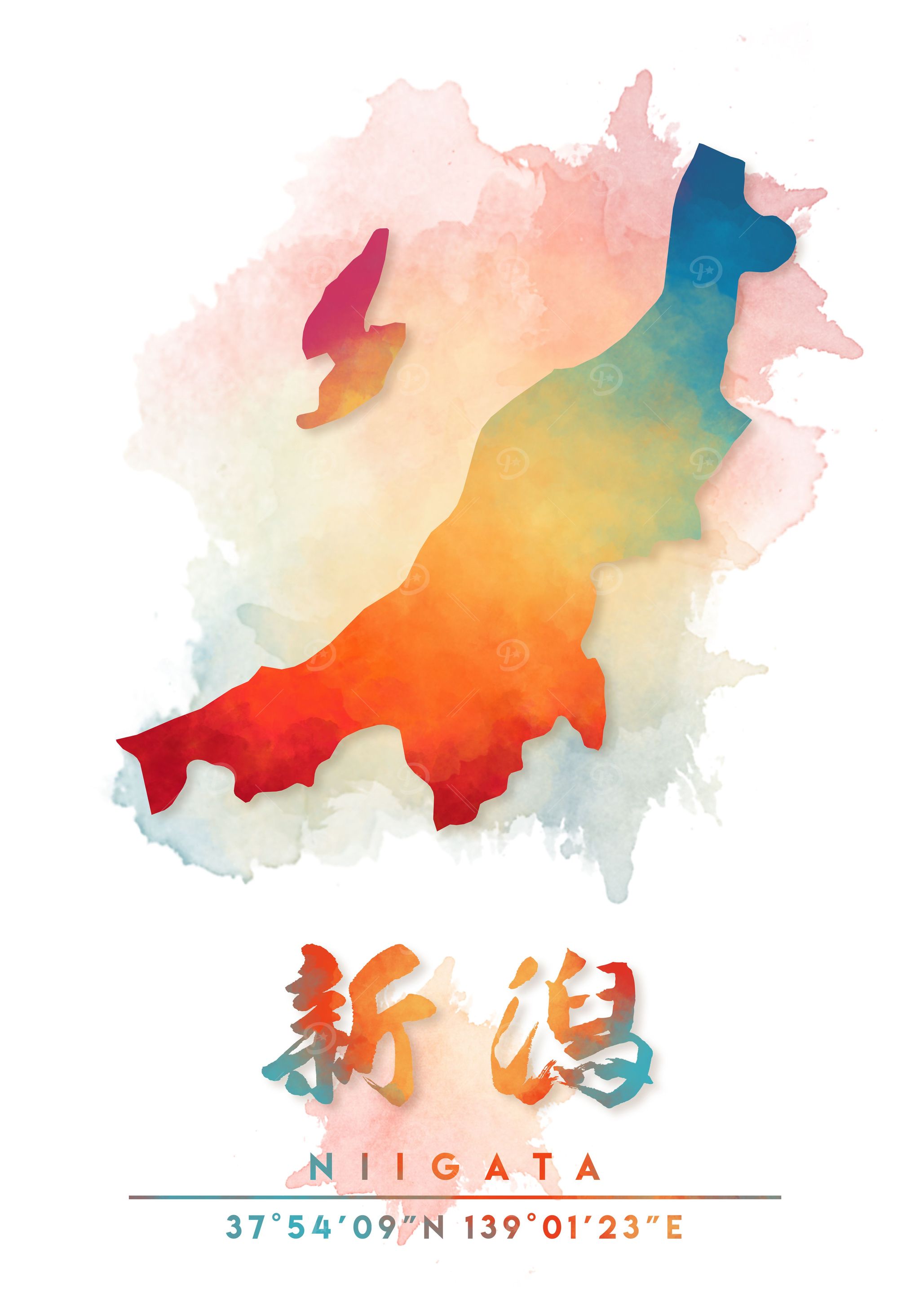Niigata Watercolor Map
