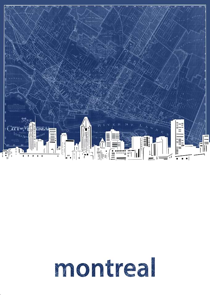 montreal skyline blue