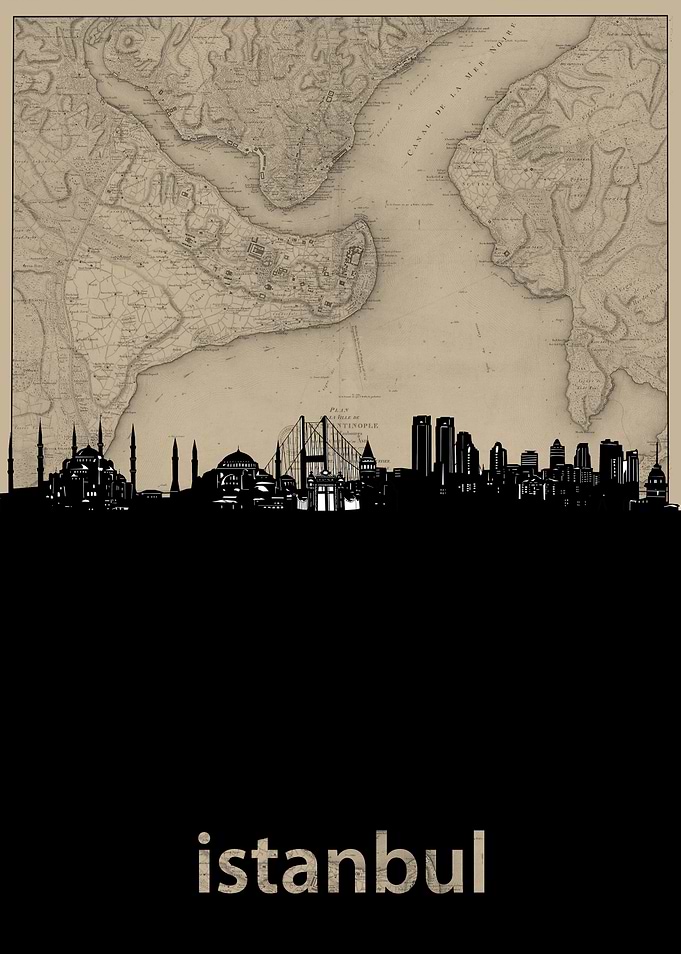 istanbul skyline sepia