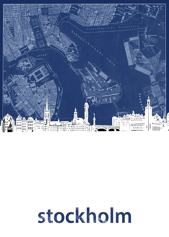 stockholm skyline blue