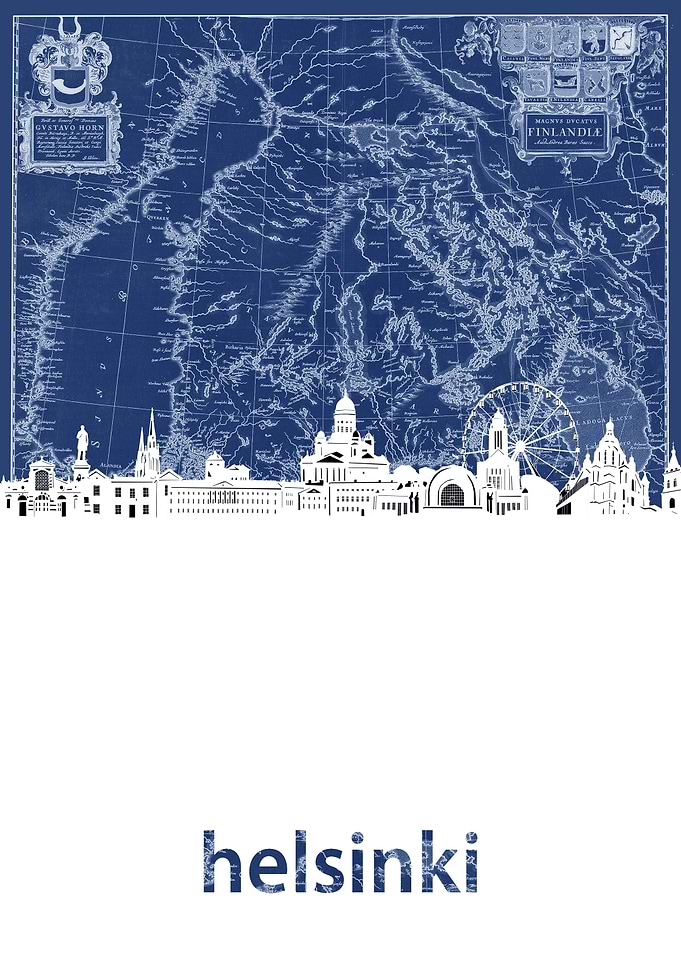 helsinki skyline blue