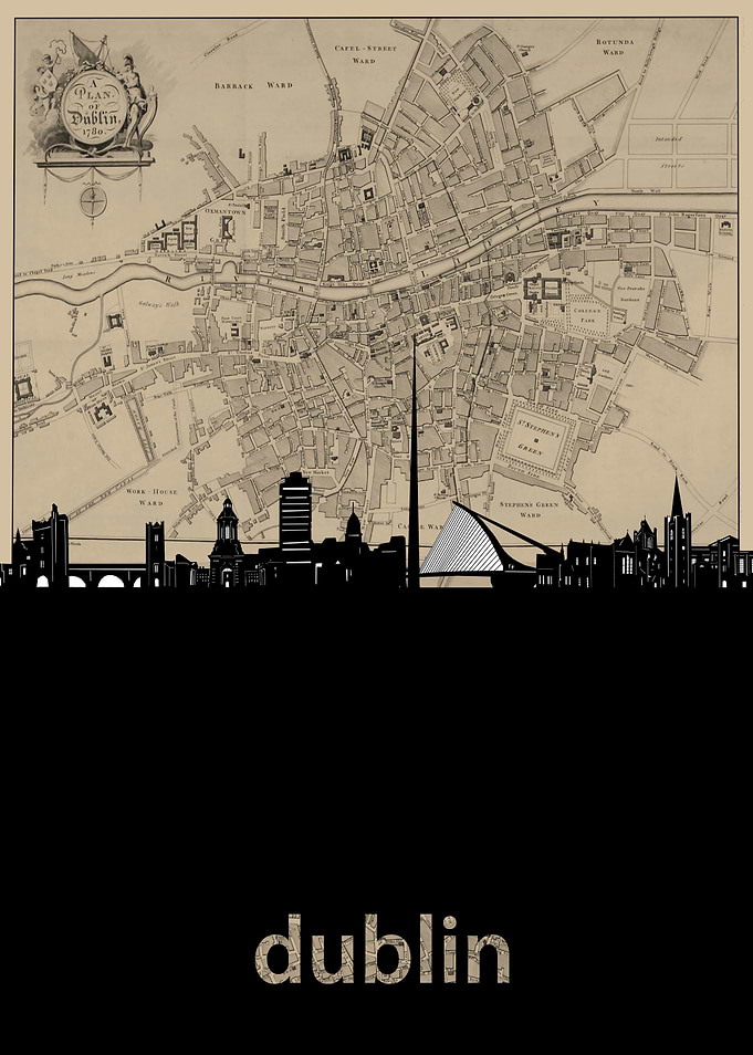 dublin skyline sepia