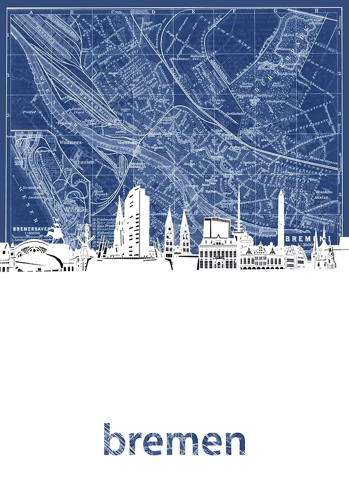 bremen skyline blue