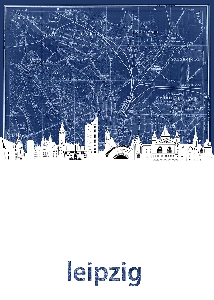 leipzig skyline blue