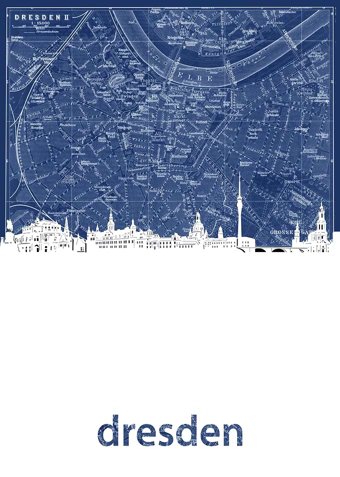 dresden skyline blue