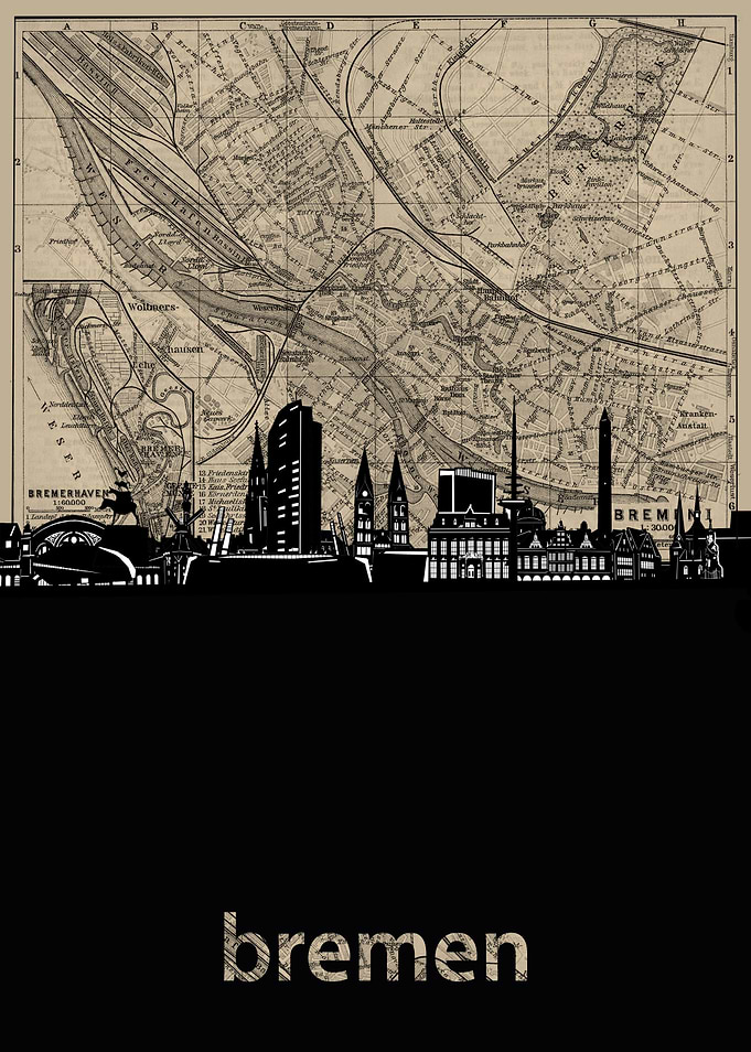 bremen skyline sepia