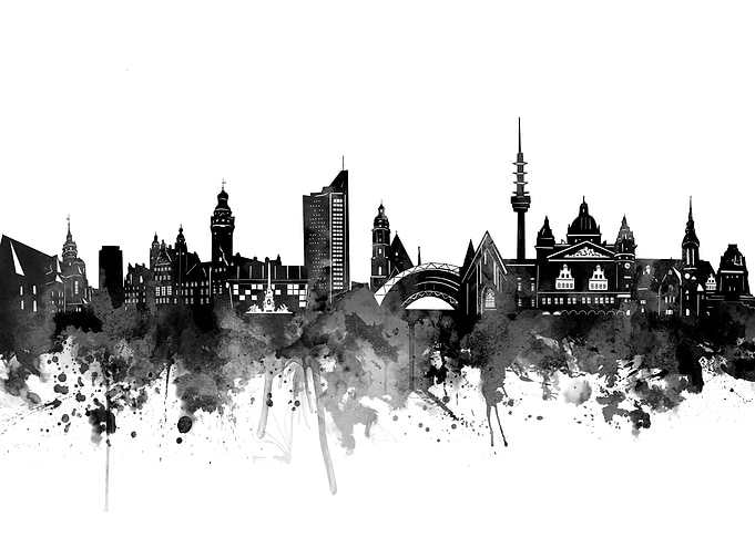 leipzig skyline black