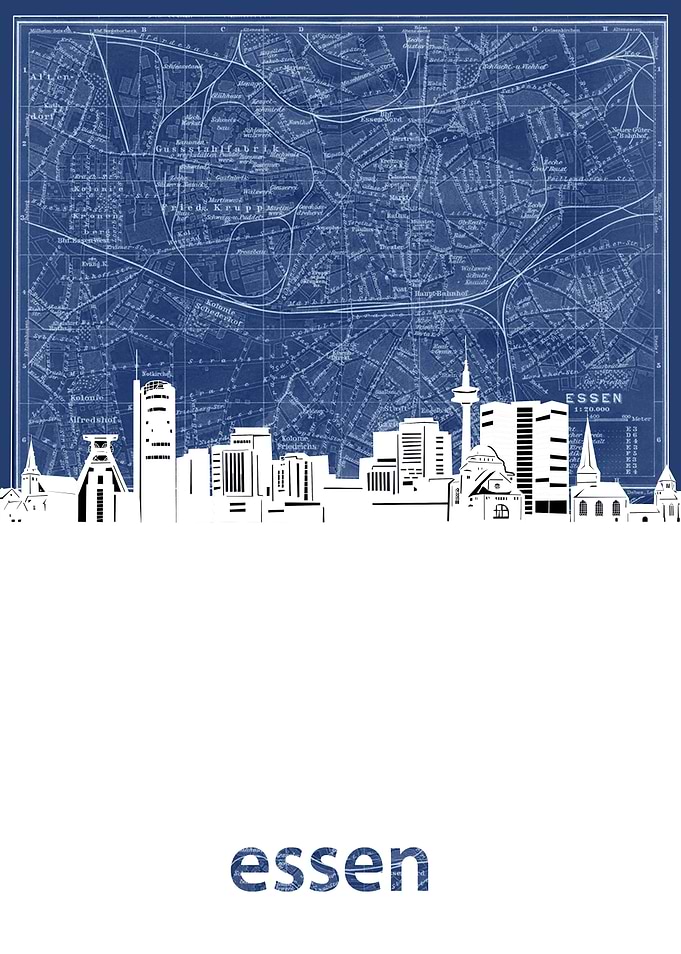 essen skyline blue