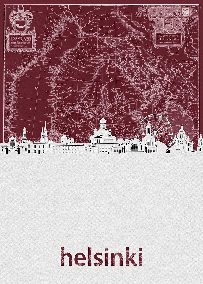 helsinki skyline red