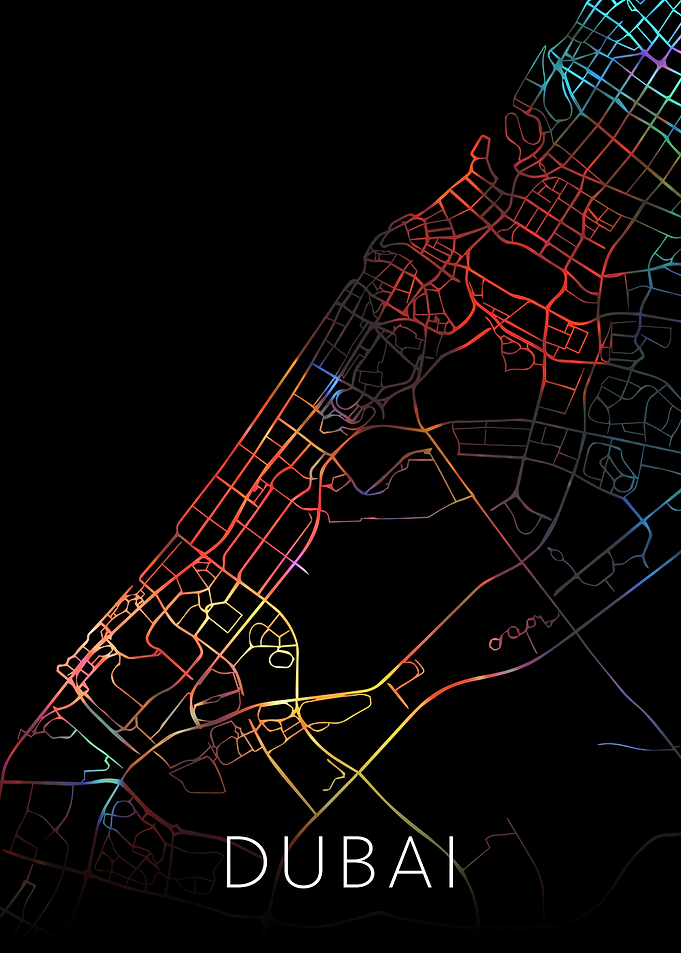 Dubai Watercolor City Map
