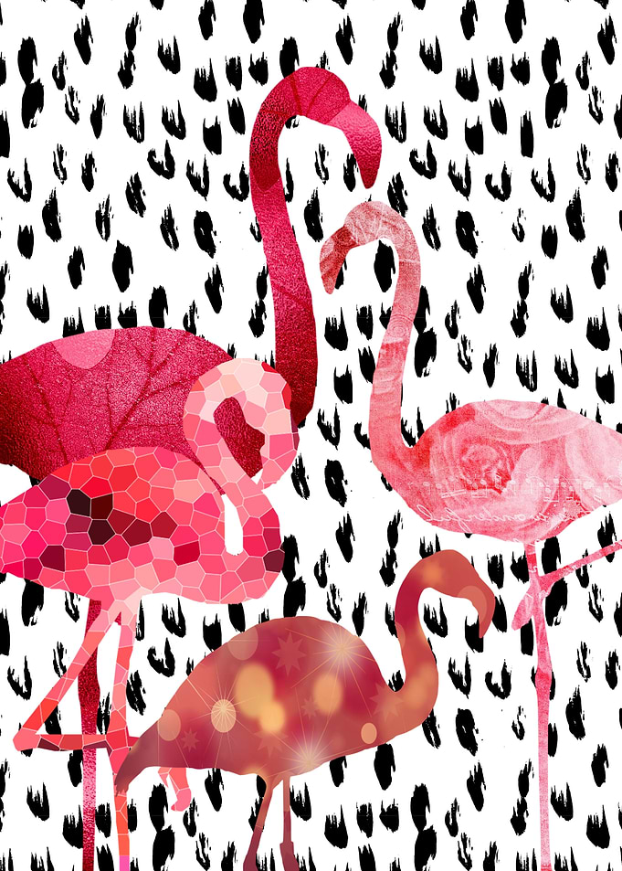 hot pink abstract flamingo