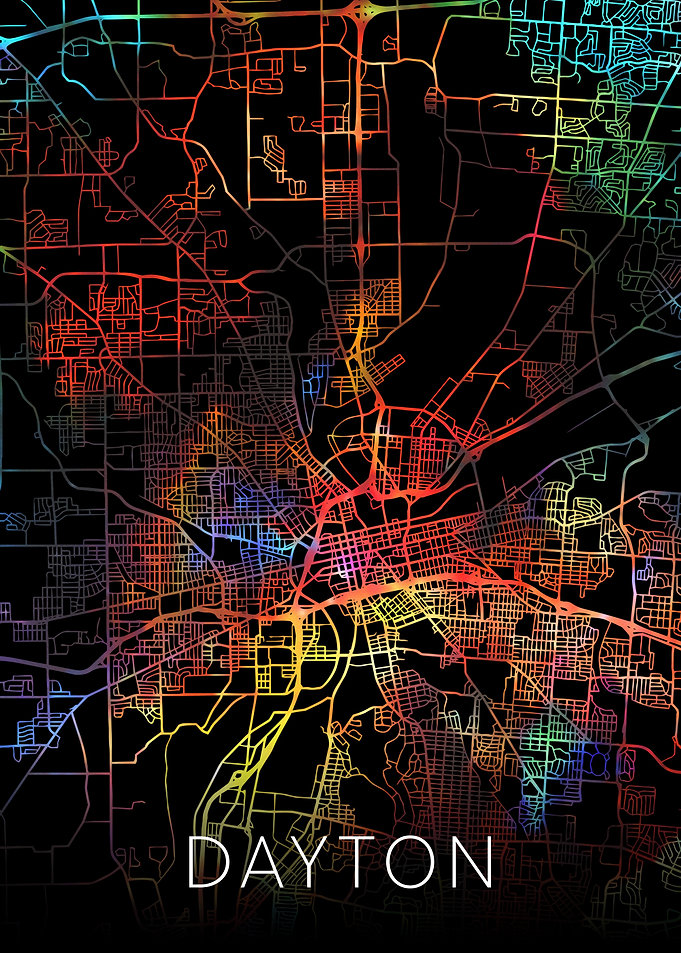 Dayton Ohio Watercolor Map