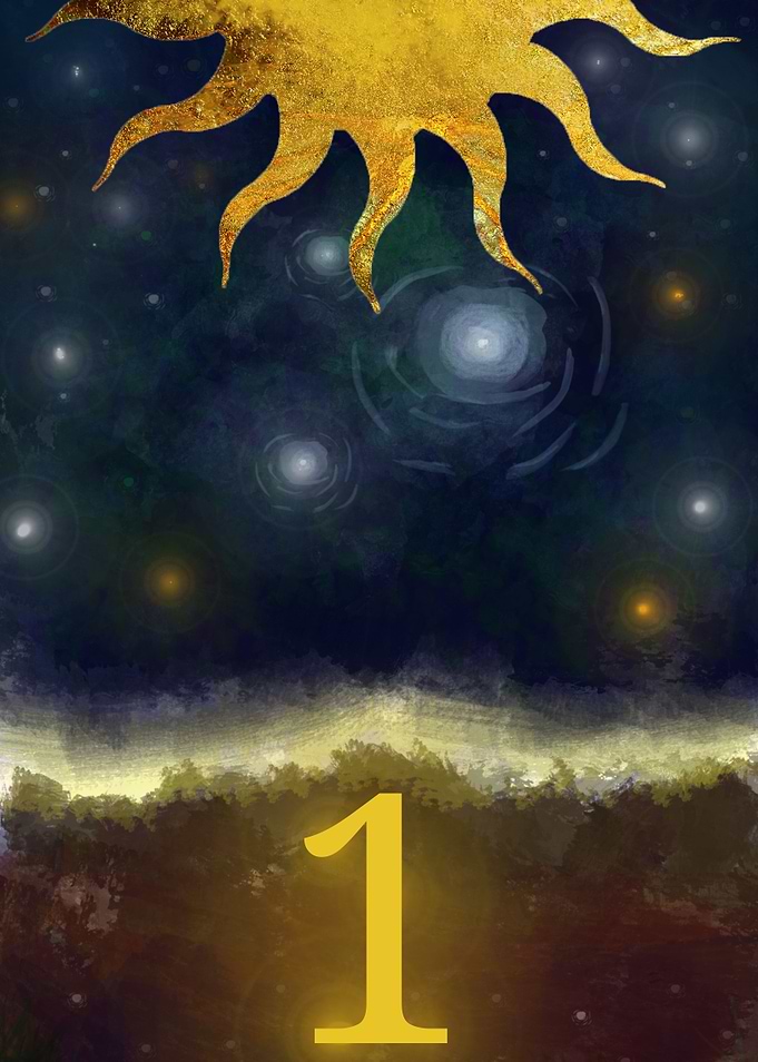 Sun Night Stars and Gold