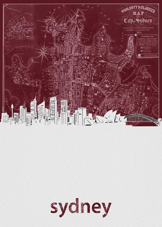 sydney skyline red